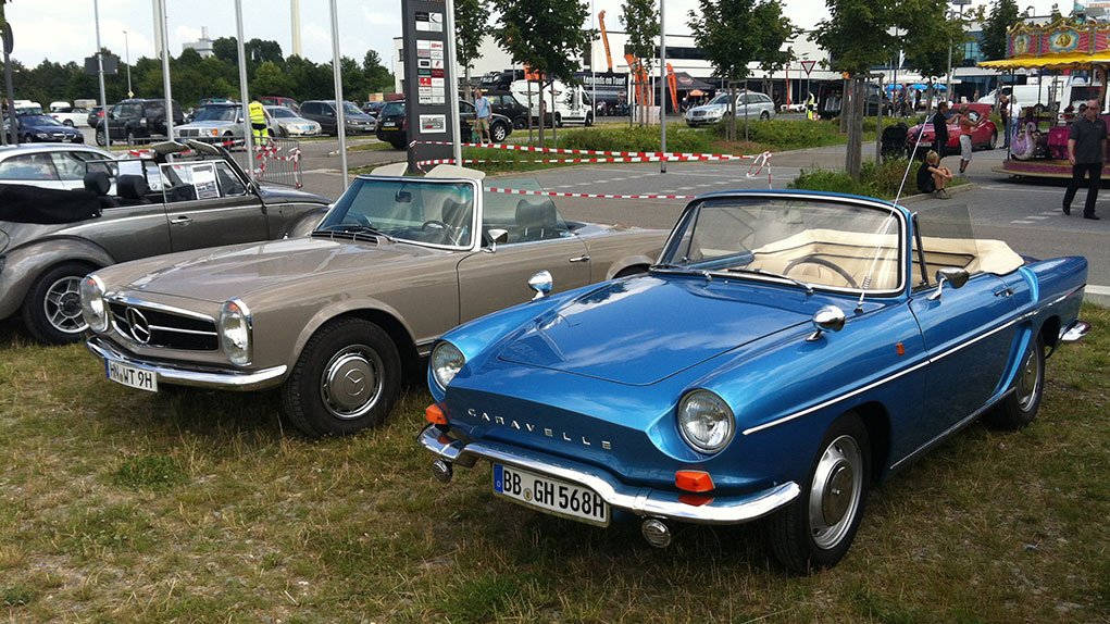 Mixed display of youngtimers oldtimers and exotic cars at the Böblingen festival