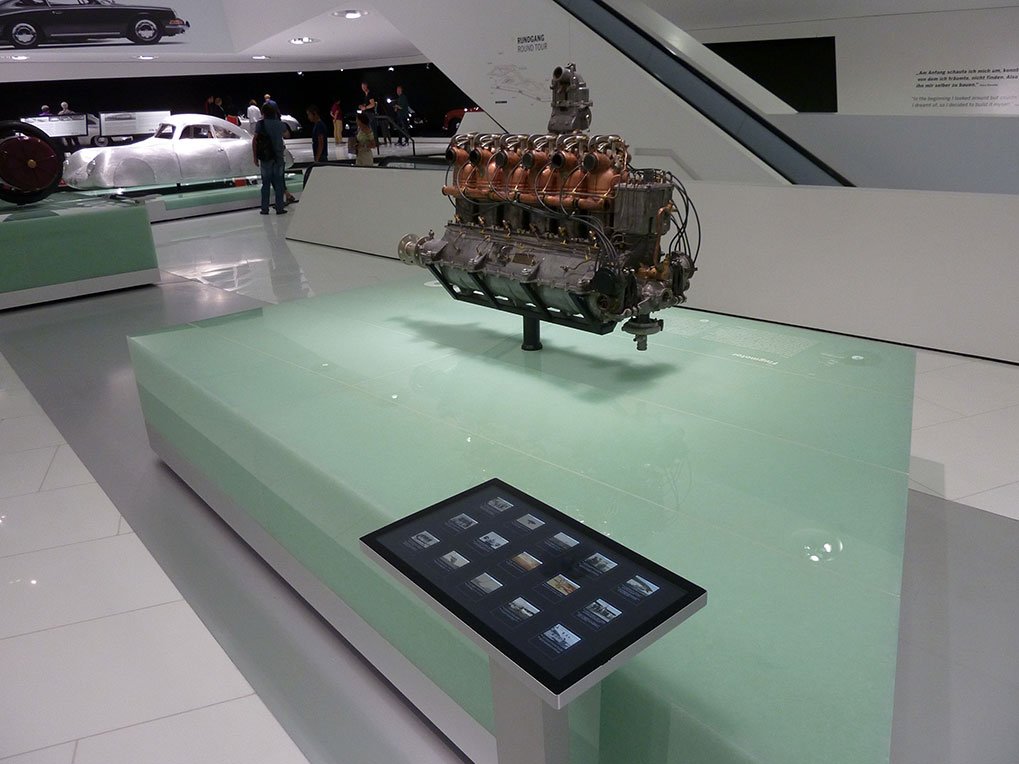 Early Ferdinand Porsche engineering exhibits in the Porsche Museum