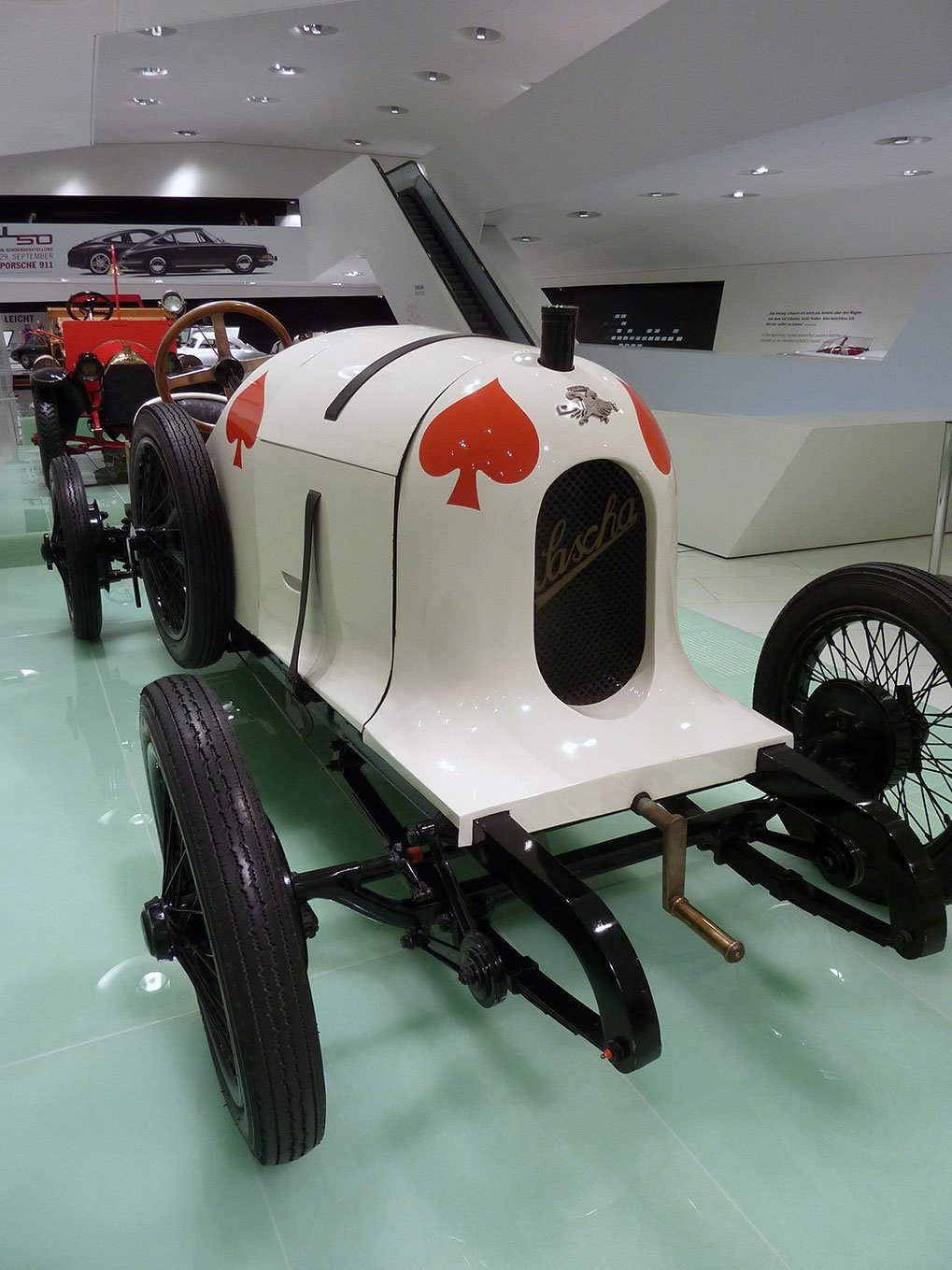 Historic engineering display at the Porsche Museum in Stuttgart