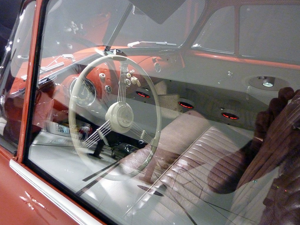 Rear seat detail in an early Porsche 356