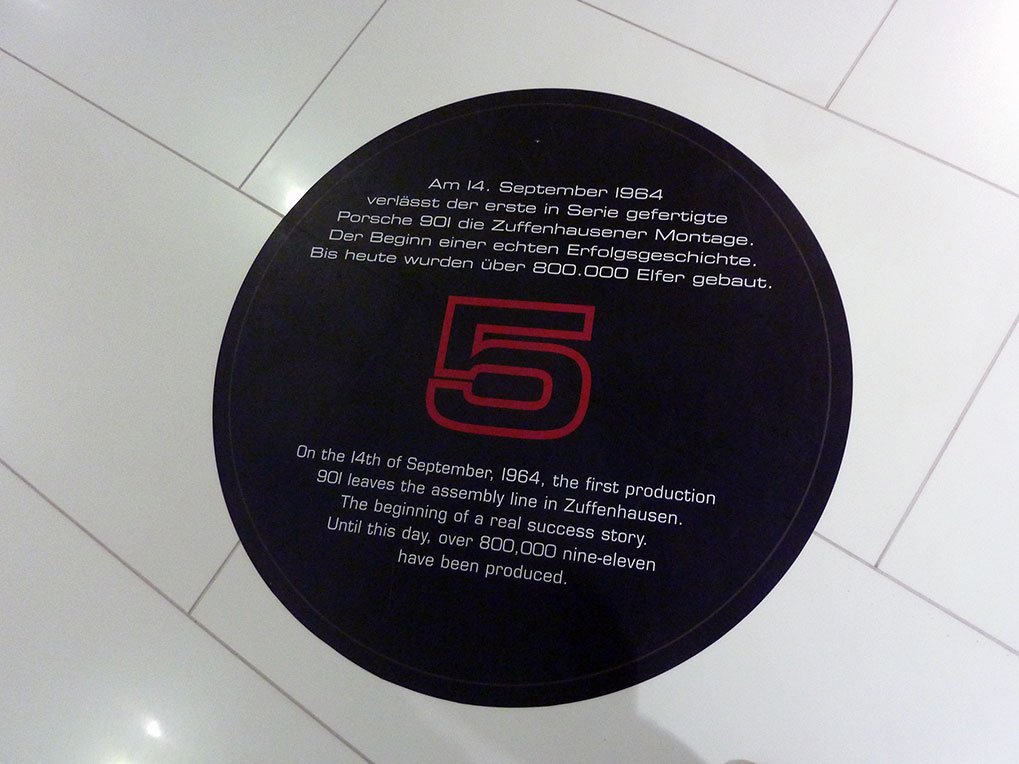 Porsche information marker inside the museum