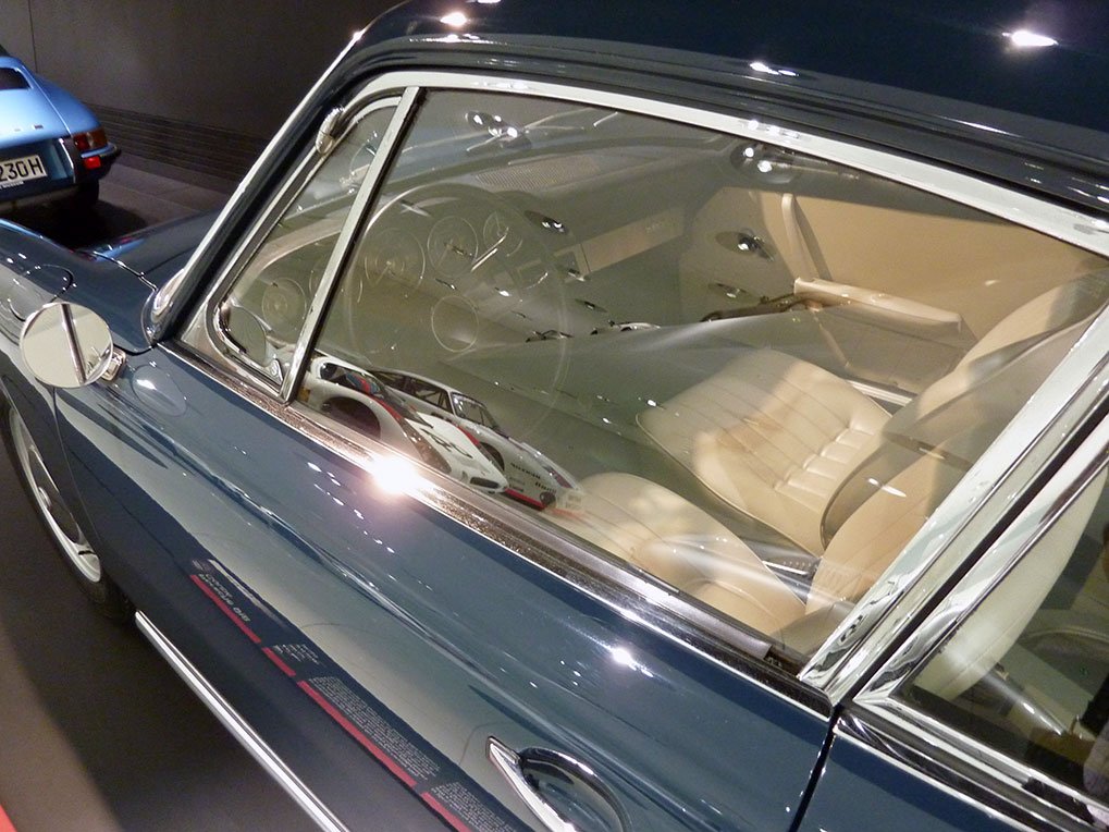 Porsche 912 display detail in the museum