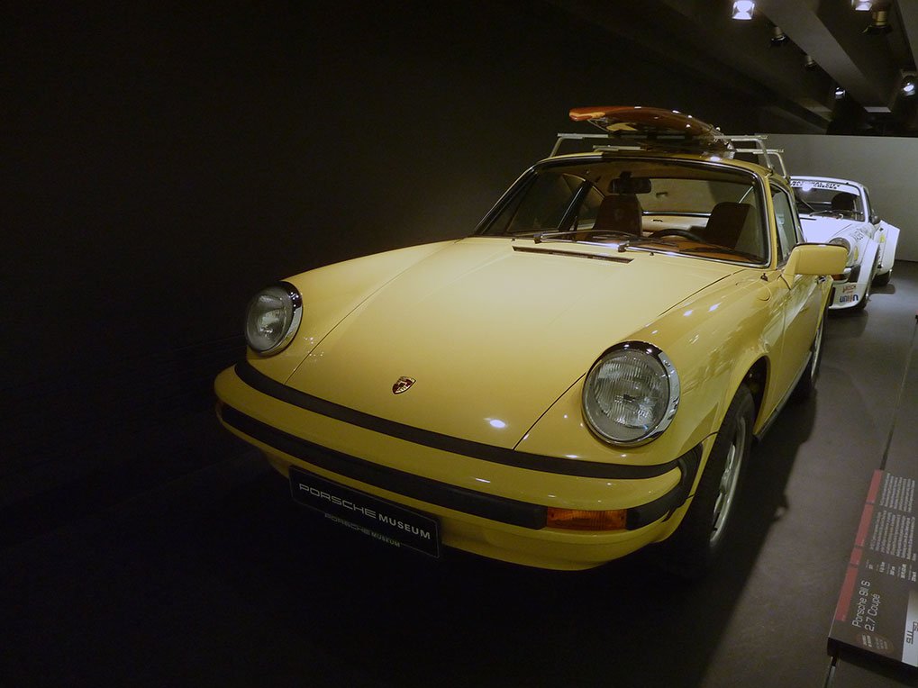 Historic Porsche turbo engine display detail