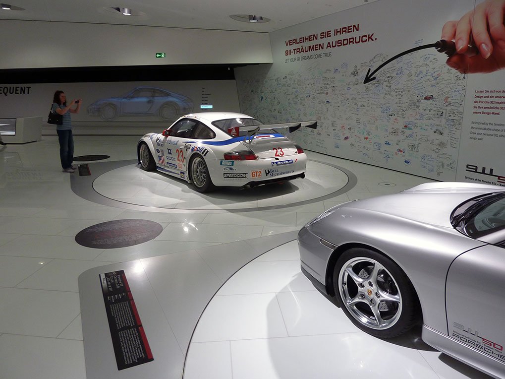 Porsche 996 detail display in the museum