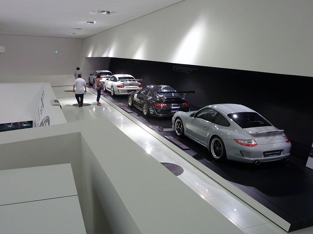 Leaving the Porsche Museum in Stuttgart