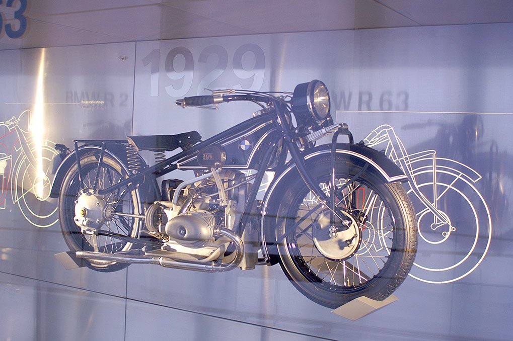 BMW motorcycle display wall detail