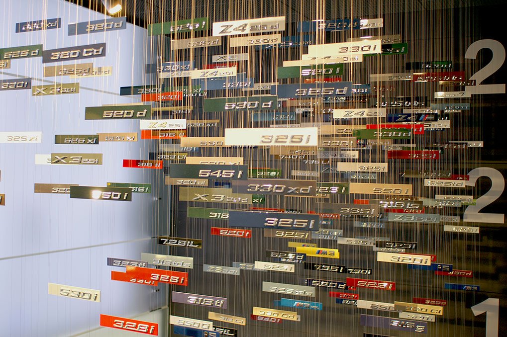 BMW logo installation inside the BMW Museum