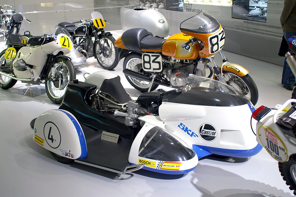 BMW motorcycle racing display detail