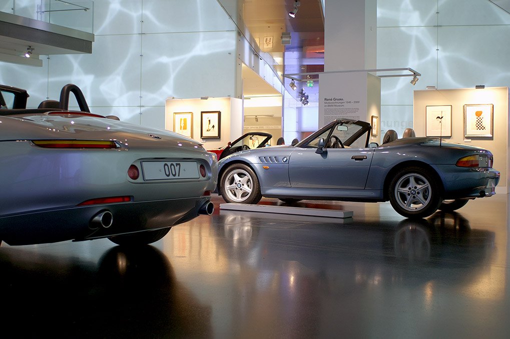 BMW Z cars associated with James Bond at the museum