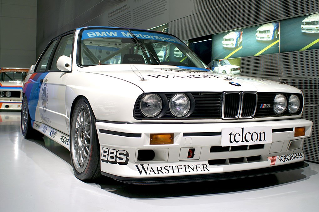 BMW race car exhibit inside the museum