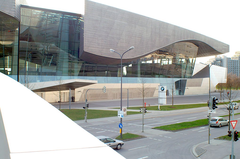 View from the BMW Welt museum passage in Munich