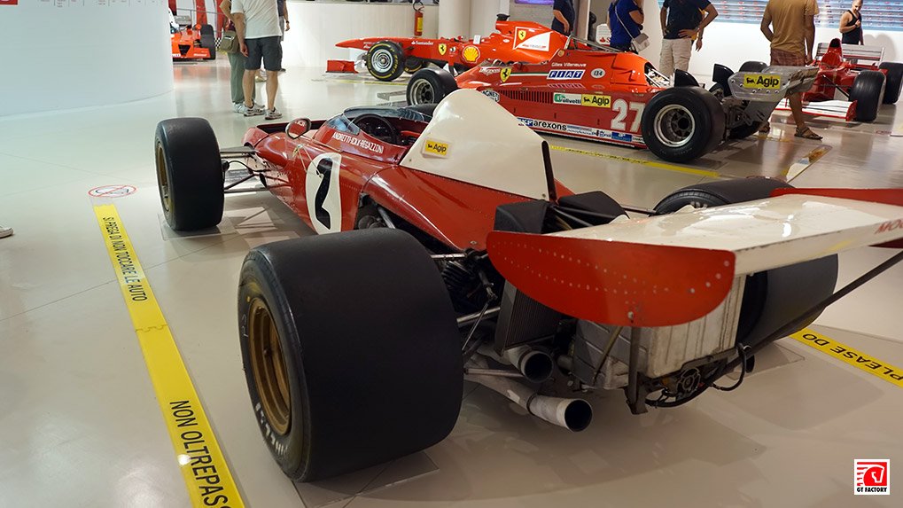 Vintage Ferrari race car in the Ferrari Museum