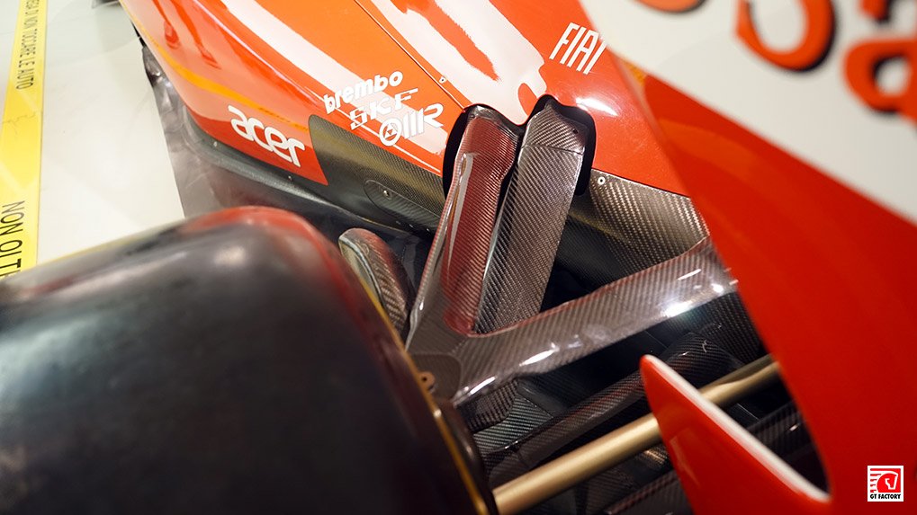 Carbon suspension components of a Ferrari Formula 1 car