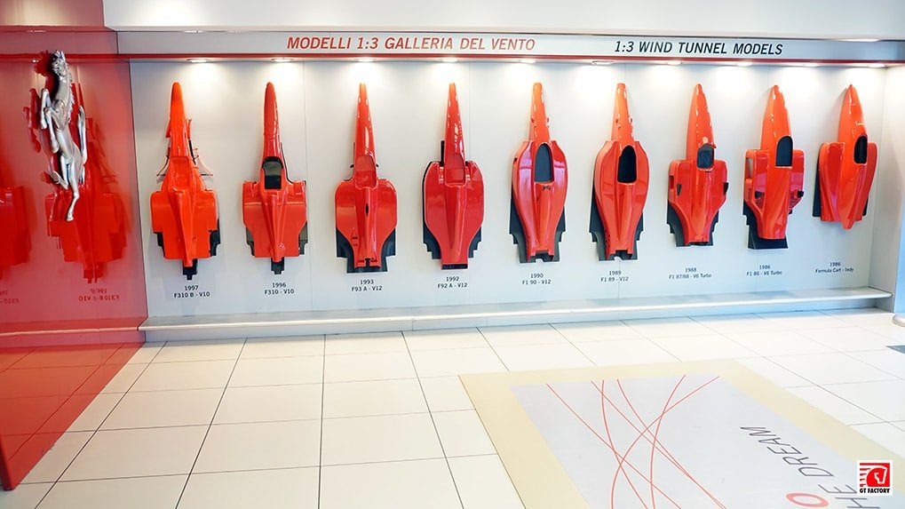 Lobby display at the Ferrari Museum in Maranello