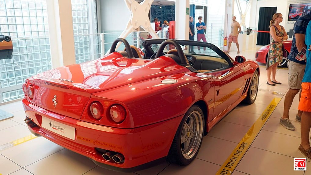 Ferrari 550 Barchetta Pininfarina detail view at the museum