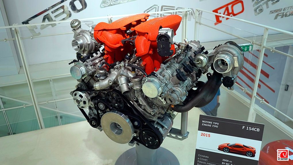 Ferrari F154 CB engine for Ferrari 488 on display
