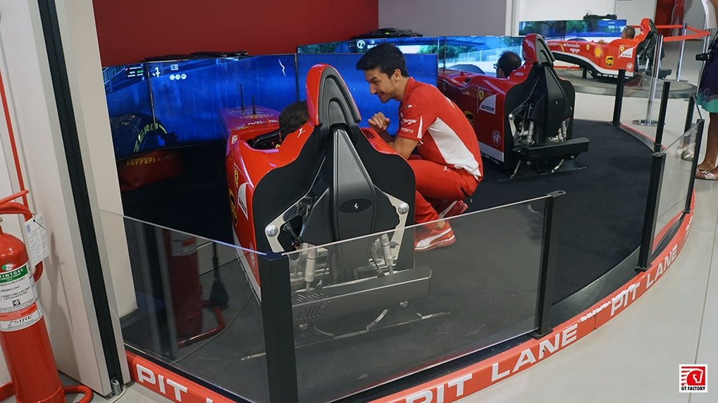 Ferrari Formula 1 simulator hall at the Ferrari Museum in Maranello