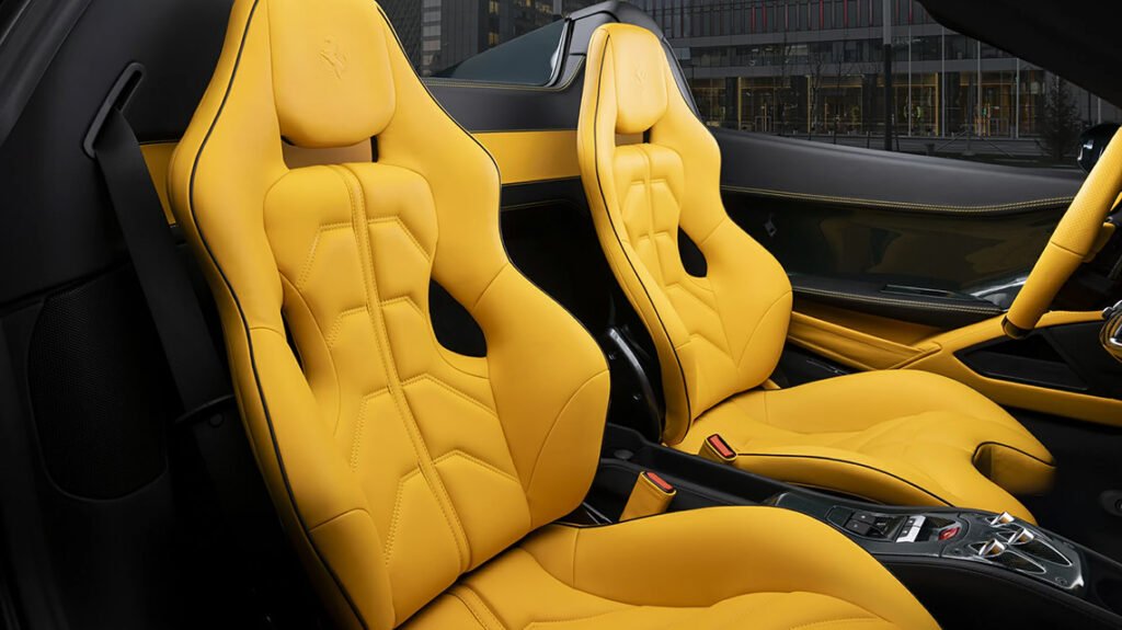 Ferrari 458 Spider bespoke yellow leather seats