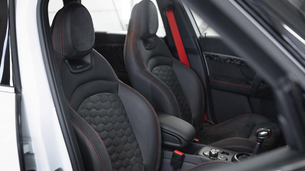 MINI F60 JCW custom black seats with red interior accents