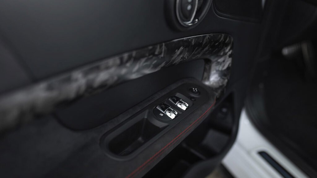 MINI F60 JCW door panel with forged matte carbon trim