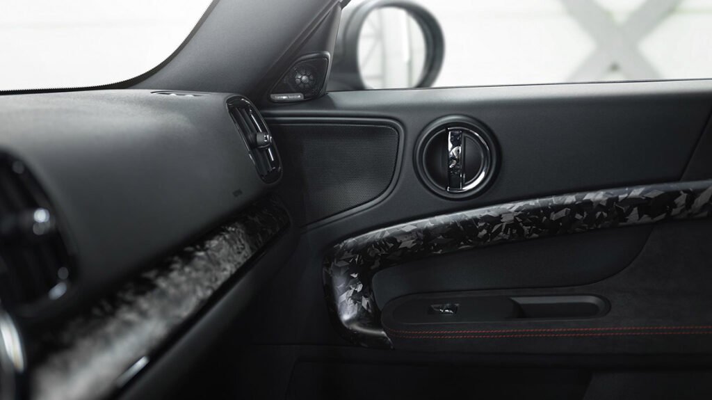 MINI F60 JCW forged matte carbon interior trim on dashboard