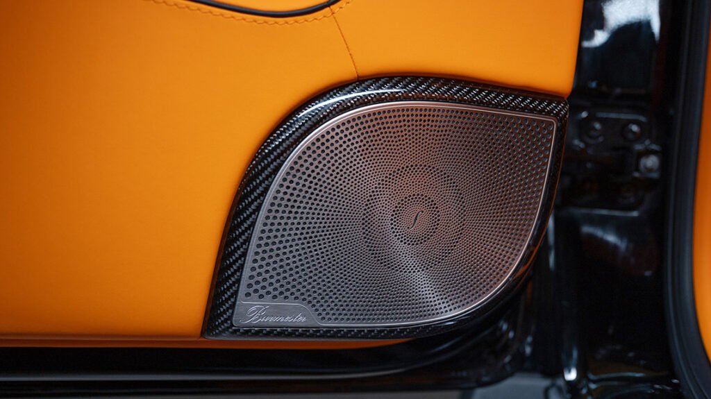 Mercedes-Benz G63 speaker trim with Lava Orange leather interior detail