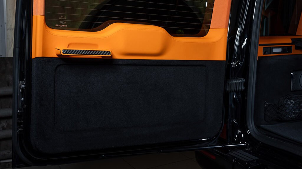 Mercedes-Benz G63 lower door panel with bespoke Lava Orange upholstery