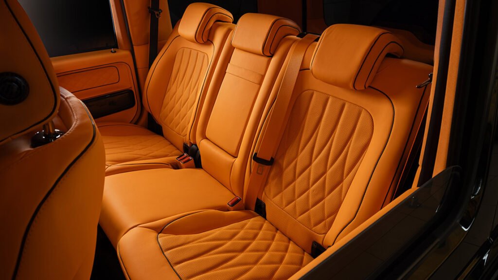 Mercedes-Benz G63 rear seats with bespoke Lava Orange leather upholstery