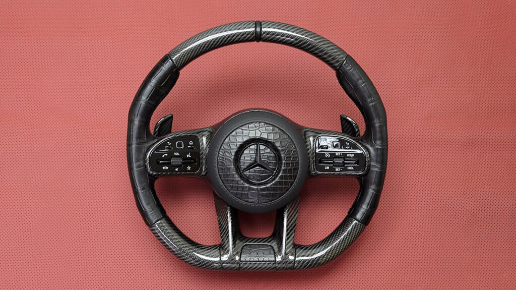 Mercedes-AMG G63 signature steering wheel with alligator leather and carbon fiber trim