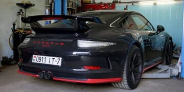 Porsche GT3 991 установка полной титановой выхлопной системы ipe