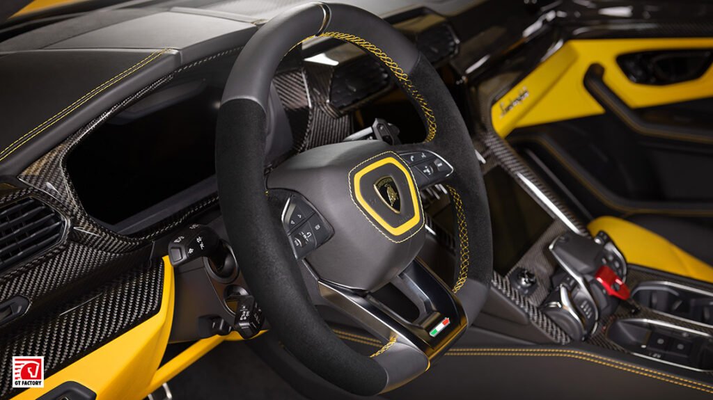 Желтый LAMBORGHINI карбоновый интерьер