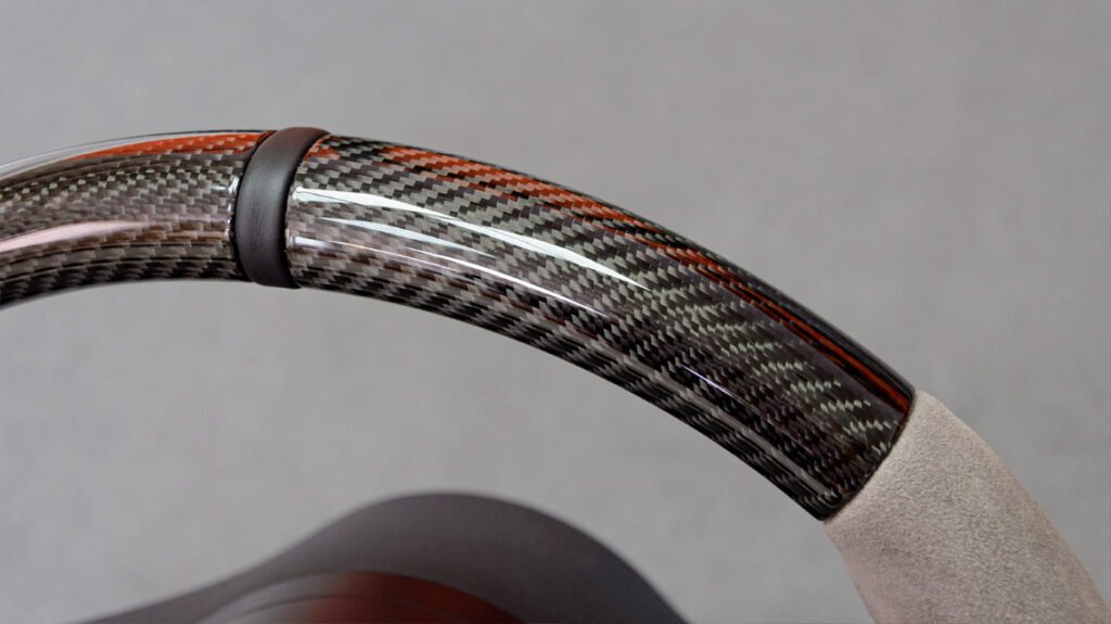 Carbon fiber top section on Mercedes-AMG G63 bespoke steering wheel